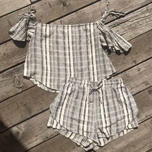 Off-the-shoulder Striped Co-ord Set